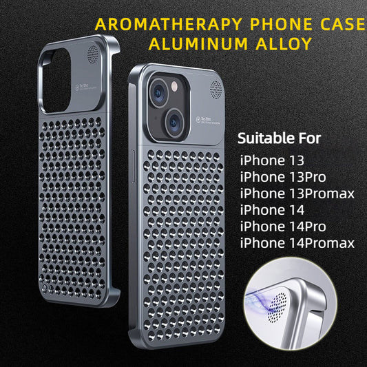 Aluminum Alloy Phone Case For 14 13 Pro Max Plus Hollow Heat Dissipation Anti-fall Full Body Shockproof Phone Cove - HundredsandBelow.com