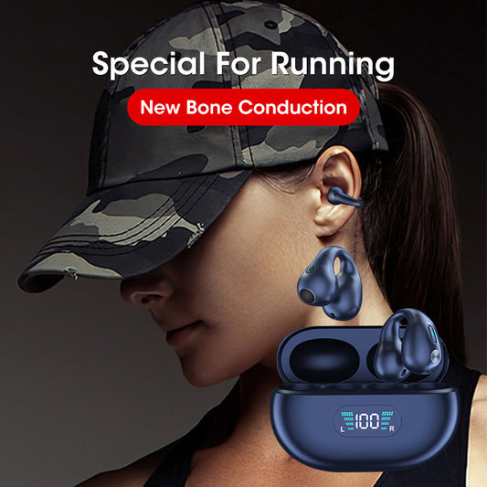 Bone Conduction Headphones TWS Earbuds Ear Clip Bluetooth 5.3 Touch Wireless Earphone In-Ear Bass HIFI Sports Headset - HundredsandBelow.com