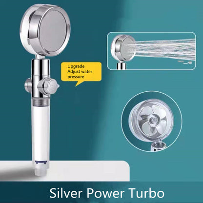 Shower Head Water Saving Flow 360 Degrees Rotating With Small Fan ABS Rain High Pressure Spray Nozzle Bathroom Accessories - HundredsandBelow.com